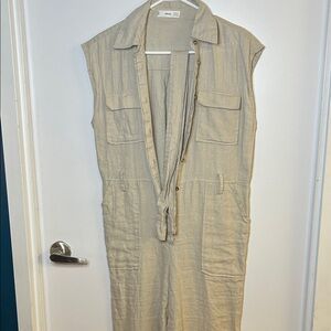 Mango 100% Linen Utility Jumpsuit | XS